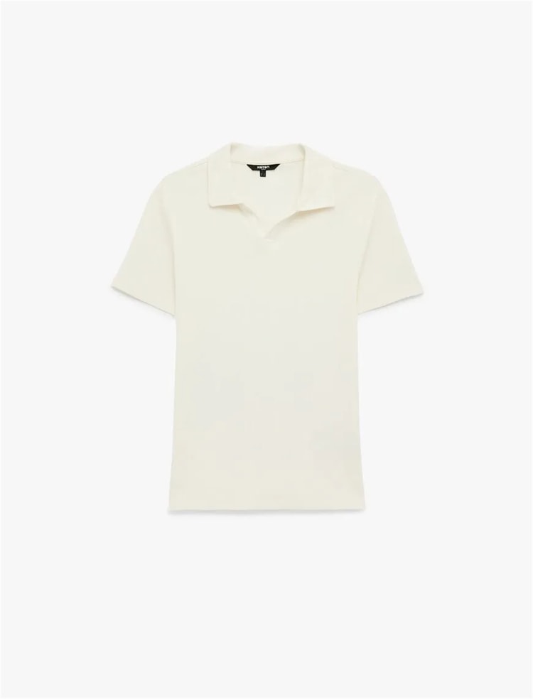 Koton 6Sam10074Mk 010 Ekru Erkek Jersey Kısa Kollu Polo T-Shırt