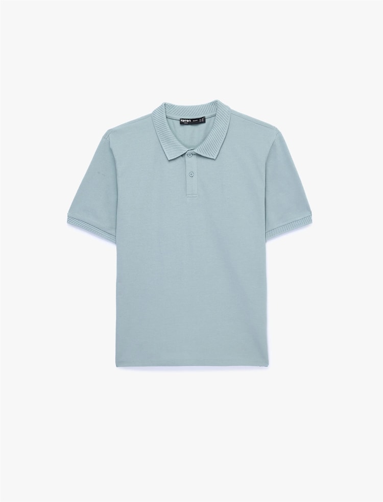 Koton 6Sam10293Mk 624 Mavı Erkek Jersey Kısa Kollu Polo T-Shırt
