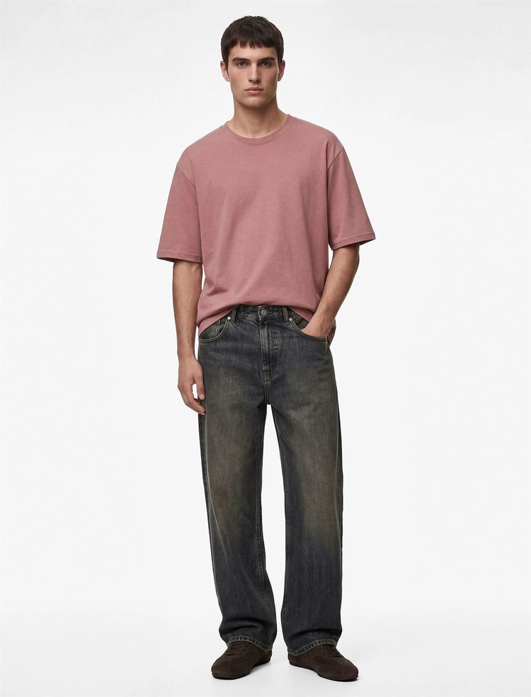 Koton 6Sam10332Mk 295 Pembe Erkek Jersey Kısa Kollu Basıc T-Shırt