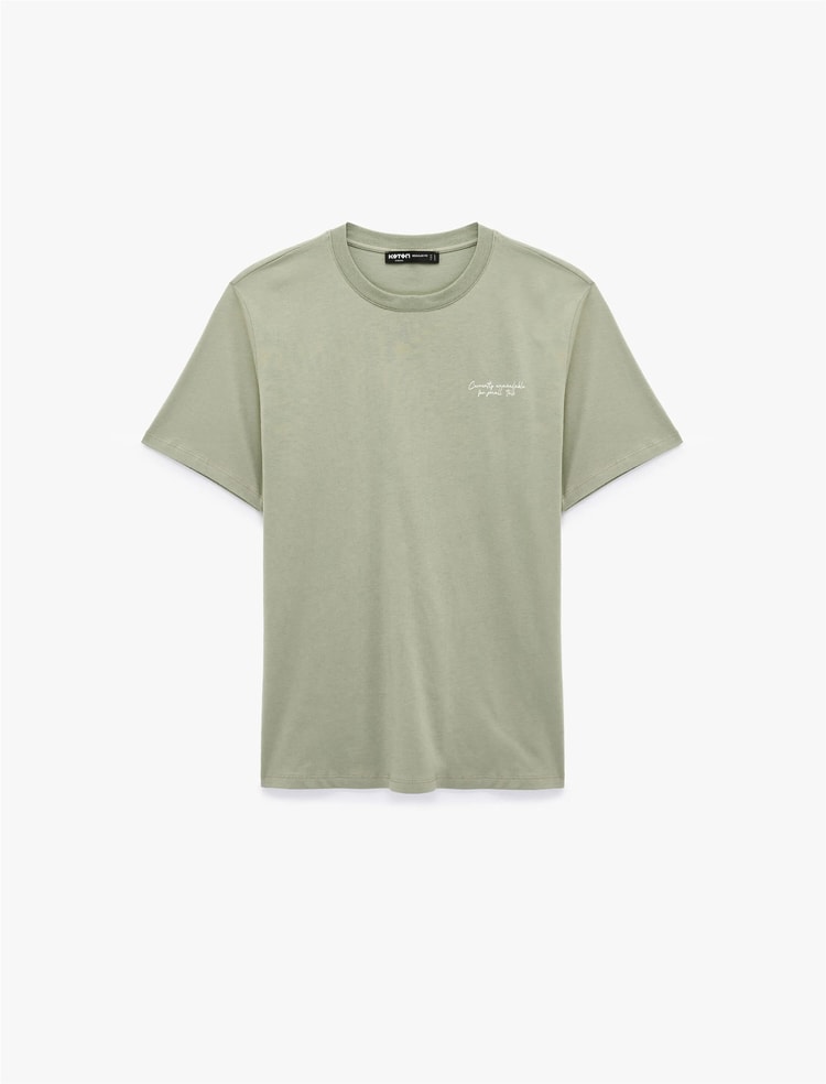 Koton 6Sam10435Mk 786 Yesıl Erkek Jersey Kısa Kollu T-Shırt