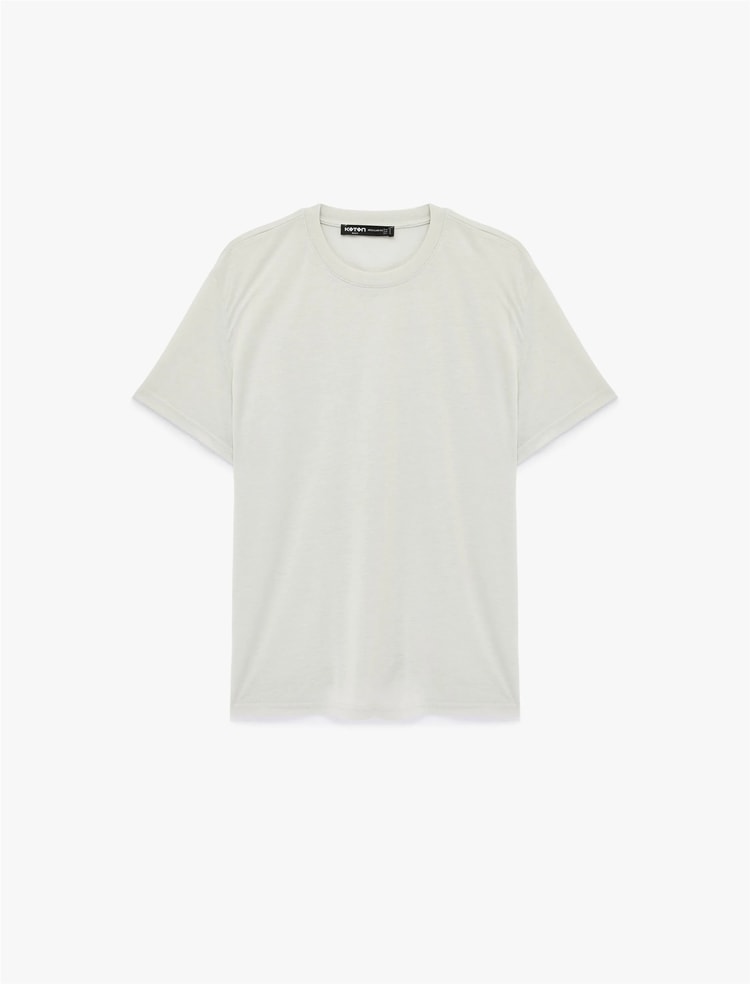Koton 6Sam10476Mk 024 Grı Erkek Jersey Kısa Kollu Basıc T-Shırt