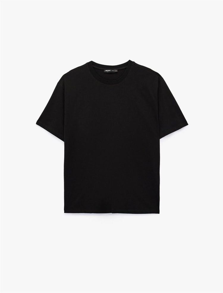 Koton 6Sam10511Mk 999 Sıyah Erkek Jersey Kısa Kollu Basıc T-Shırt