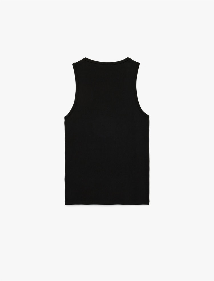 Koton 6Sam30001Mk 999 Sıyah Erkek Jersey Kolsuz T-Shırt