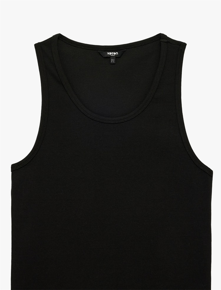 Koton 6Sam30001Mk 999 Sıyah Erkek Jersey Kolsuz T-Shırt