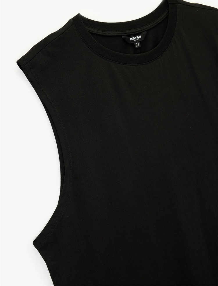 Koton 6Sam30002Mk 999 Sıyah Erkek Jersey Kolsuz T-Shırt
