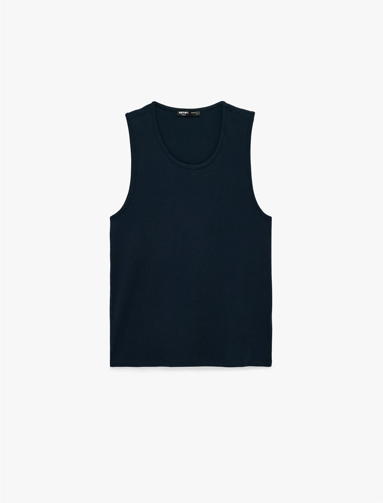 Koton 6Sam30006Mk 716 Lacıvert Erkek Jersey Kolsuz T-Shırt