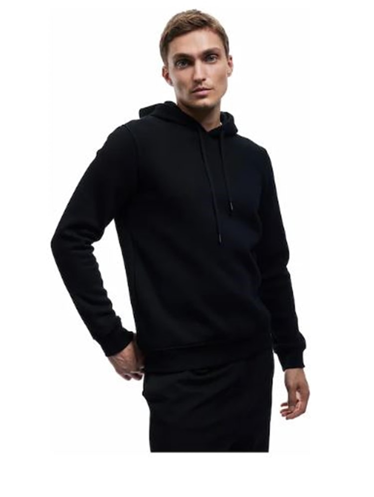 Koton 6Wam70015Mk 999 Sıyah Erkek Pamuk Jersey Sweatshırt