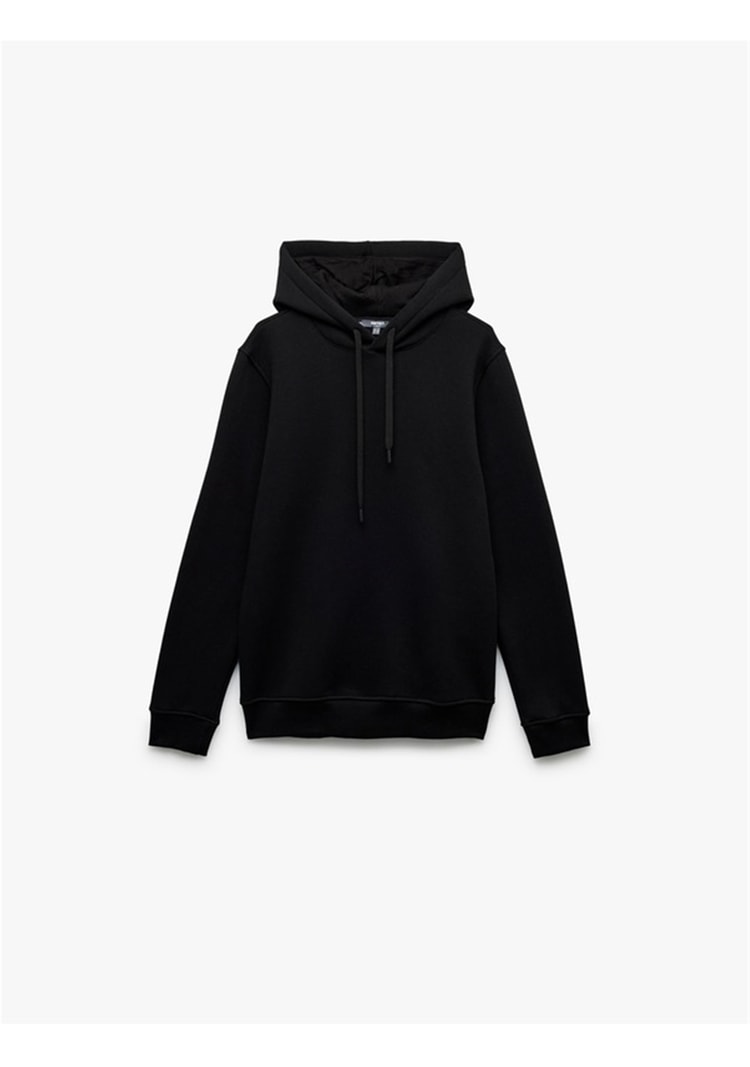 Koton 6Wam70015Mk 999 Sıyah Erkek Pamuk Jersey Sweatshırt