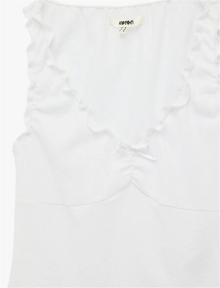 Koton Y26 6Sak10013Ek 000 Beyaz Kadın Jersey Kolsuz T-Shirt