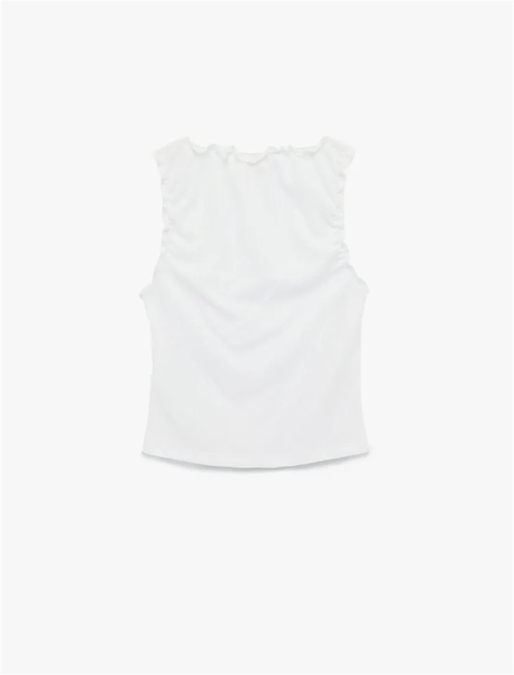Koton Y26 6Sak10013Ek 000 Beyaz Kadın Jersey Kolsuz T-Shirt