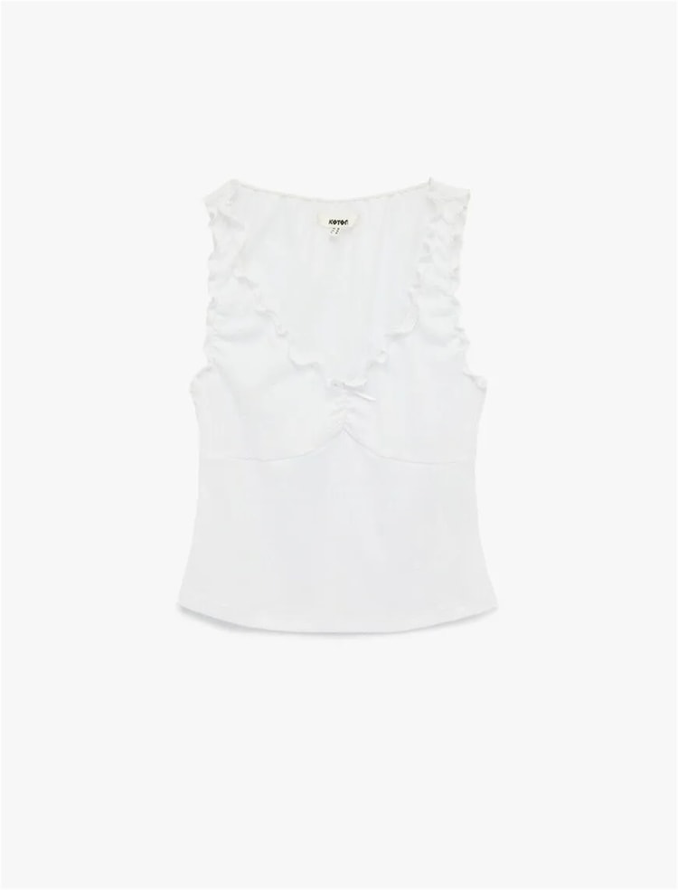 Koton Y26 6Sak10013Ek 000 Beyaz Kadın Jersey Kolsuz T-Shirt