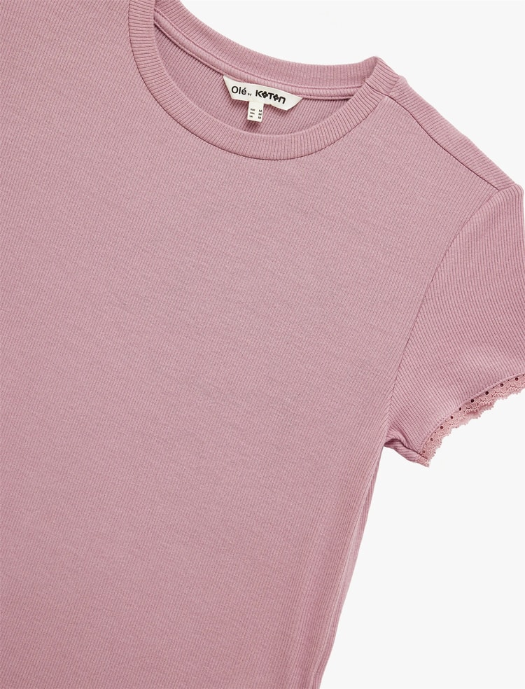 Koton Y26 6Sak50019Ek 276 Pembe Kadın Jersey Kısa Kol T-Shirt