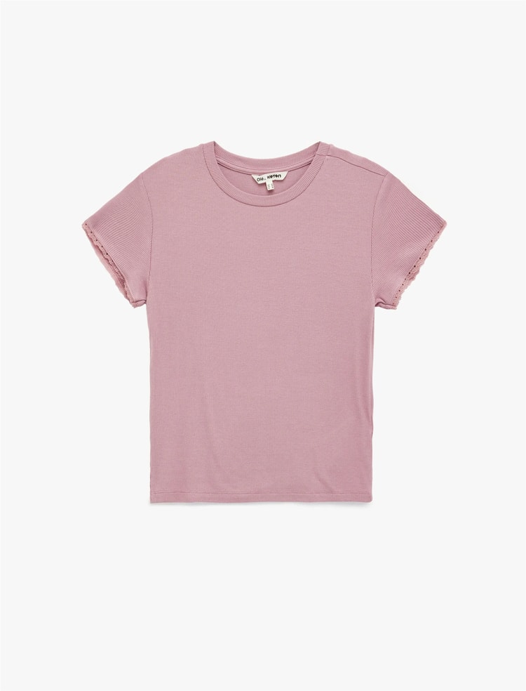 Koton Y26 6Sak50019Ek 276 Pembe Kadın Jersey Kısa Kol T-Shirt