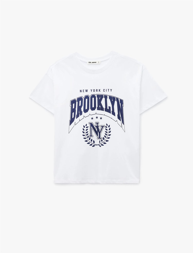 Koton Y26 6Sal10001Ik 010 Ekru Kadın Jersey Kısa Kol T-Shirt