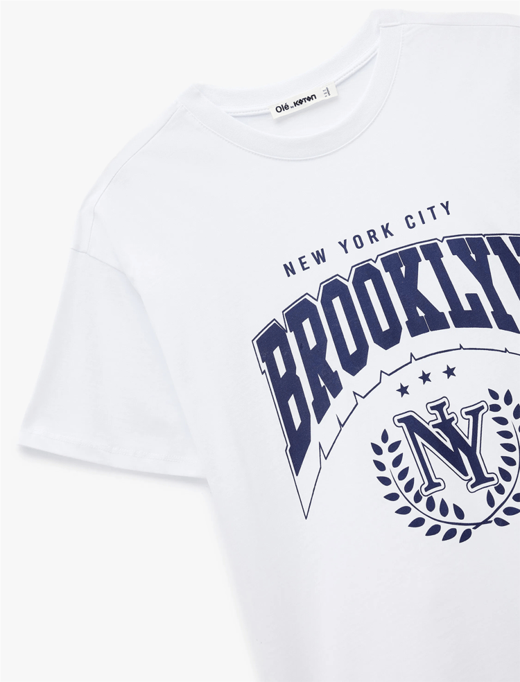 Koton Y26 6Sal10001Ik 010 Ekru Kadın Jersey Kısa Kol T-Shirt