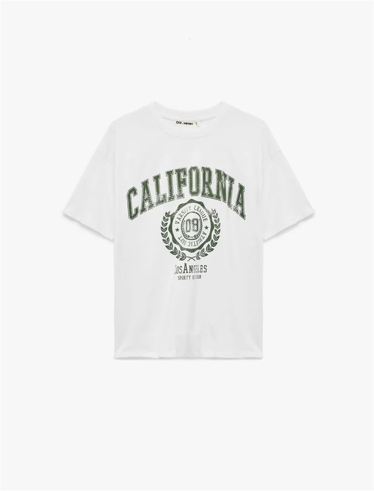 Koton Y26 6Sal10002Ik 010 Ekru Kadın Jersey Kısa Kol T-Shirt