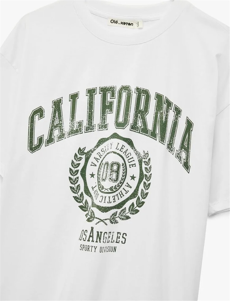 Koton Y26 6Sal10002Ik 010 Ekru Kadın Jersey Kısa Kol T-Shirt