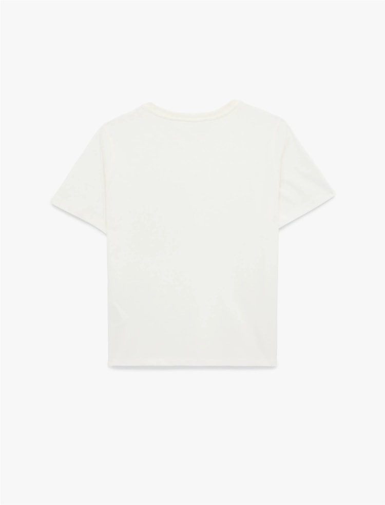 Koton Y26 6Sal10011Ik 010 Ekru Kadın Jersey Kısa Kol T-Shirt