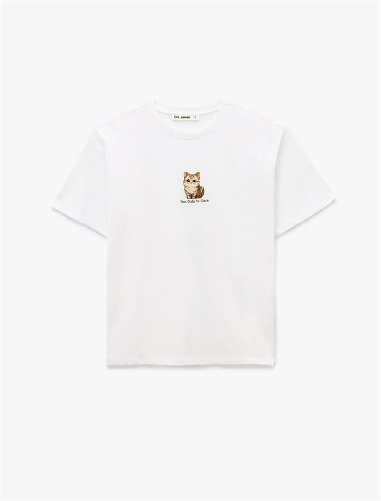 Koton Y26 6Sal10063Ik 010 Ekru Kadın Jersey Kısa Kol T-Shirt