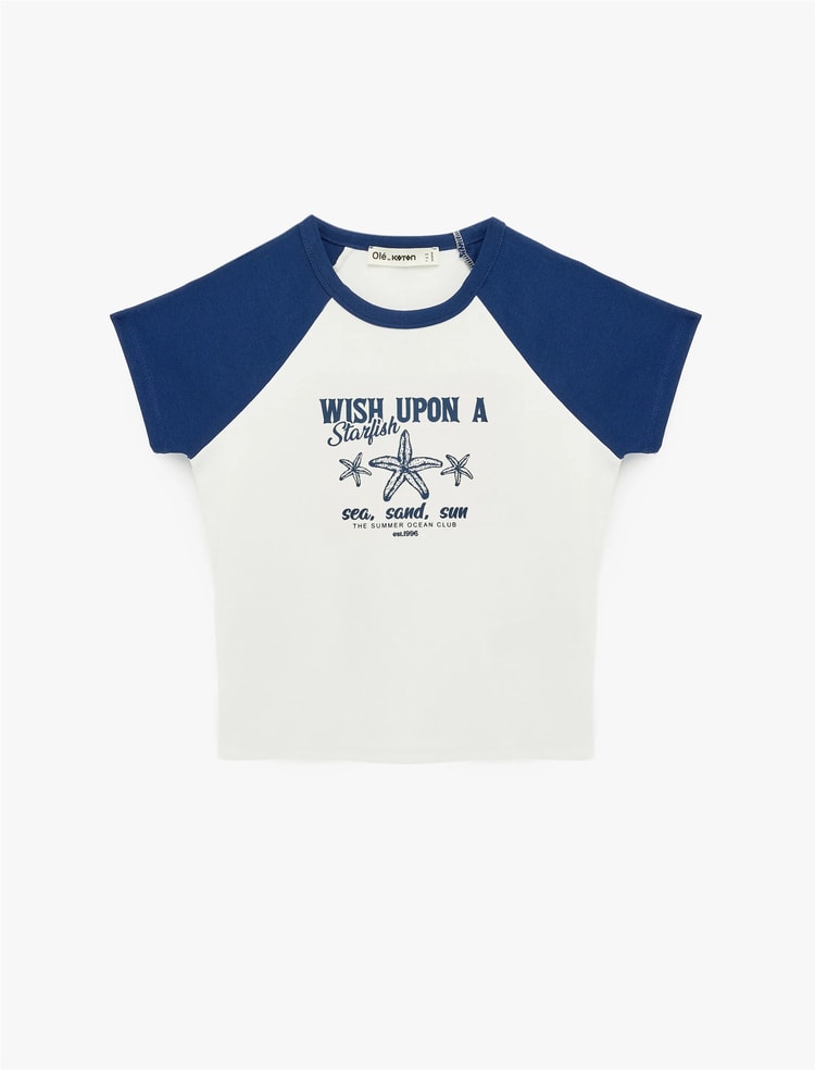 Koton Y26 6Sal10064Ik 010 Ekru Kadın Jersey Kısa Kol T-Shirt