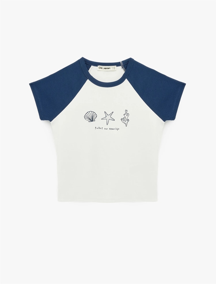 Koton Y26 6Sal10070Ik 010 Ekru Kadın Jersey Kısa Kol T-Shirt