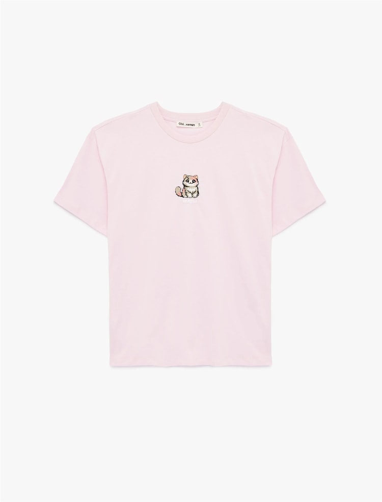 Koton Y26 6Sal10074Ik 265 Pembe Kadın Jersey Kısa Kol T-Shirt