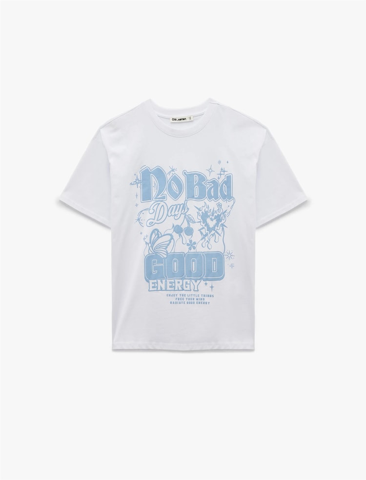 Koton Y26 6Sal10077Ik 010 Ekru Kadın Jersey Kısa Kol T-Shirt