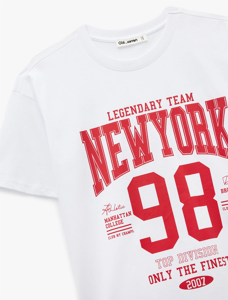 Koton Y26 6Sal10084Ik 010 Ekru Kadın Jersey Kısa Kol T-Shirt