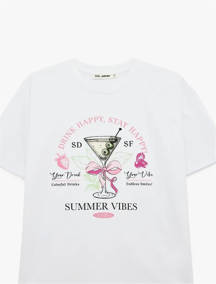 Koton Y26 6Sal10085Ik 010 Ekru Kadın Jersey Kısa Kol T-Shirt