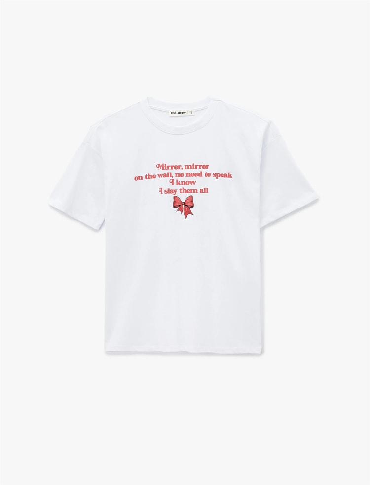 Koton Y26 6Sal10087Ik 010 Ekru Kadın Jersey Kısa Kol T-Shirt