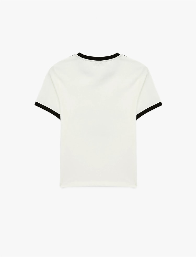 Koton Y26 6Sal10090Ik 010 Ekru Kadın Jersey Kısa Kol T-Shirt