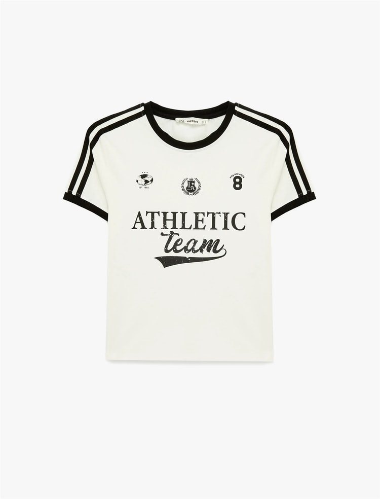 Koton Y26 6Sal10090Ik 010 Ekru Kadın Jersey Kısa Kol T-Shirt