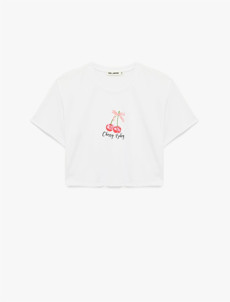 Koton Y26 6Sal10095Ik 010 Ekru Kadın Jersey Kısa Kol T-Shirt