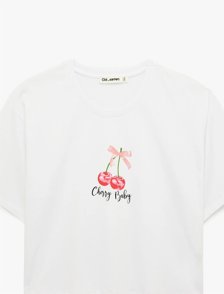 Koton Y26 6Sal10095Ik 010 Ekru Kadın Jersey Kısa Kol T-Shirt