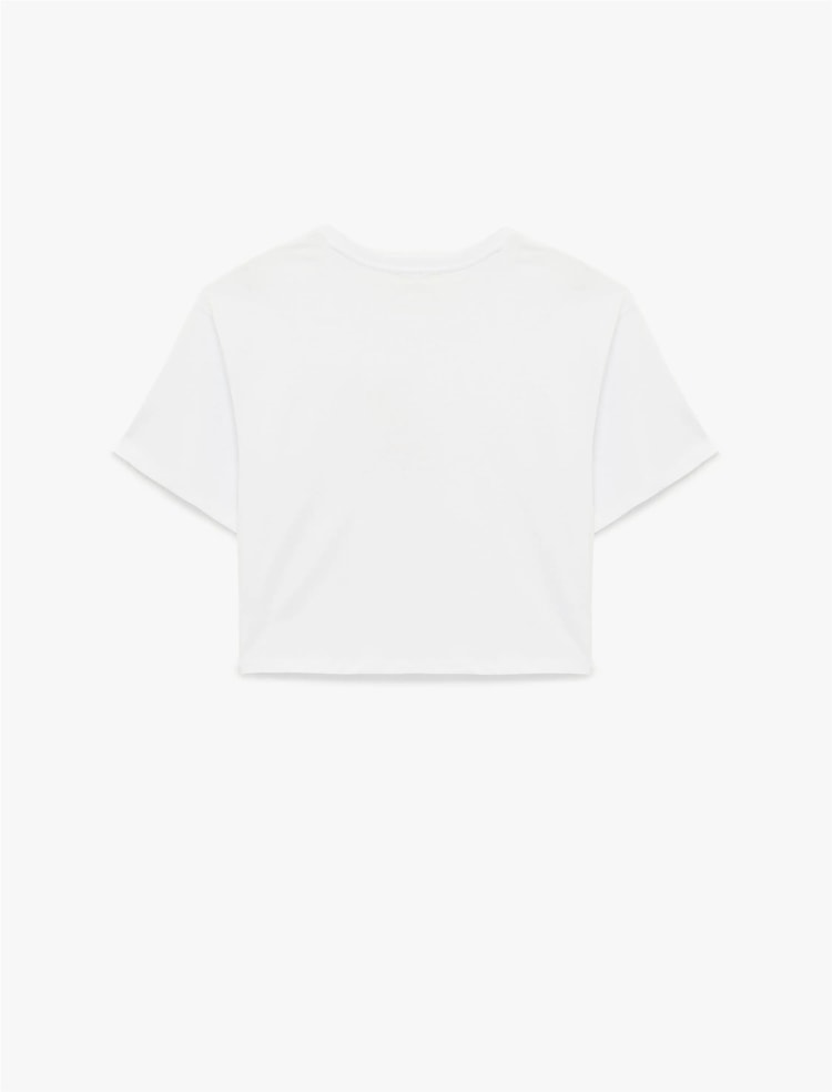 Koton Y26 6Sal10095Ik 010 Ekru Kadın Jersey Kısa Kol T-Shirt
