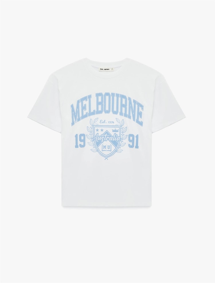 Koton Y26 6Sal10101Ik 010 Ekru Kadın Jersey Kısa Kol T-Shirt