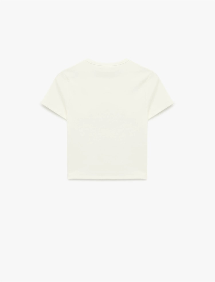 Koton Y26 6Sal10102Ik 010 Ekru Kadın Jersey Kısa Kol T-Shirt