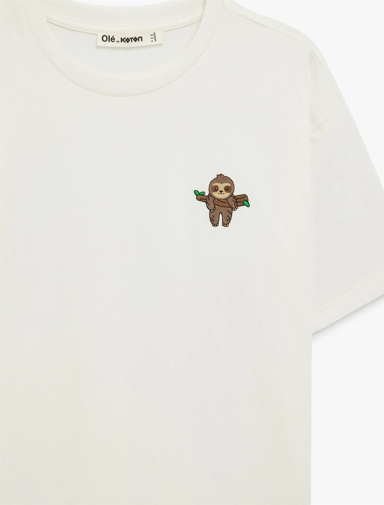 Koton Y26 6Sal10104Ik 010 Ekru Kadın Jersey Kısa Kol T-Shirt