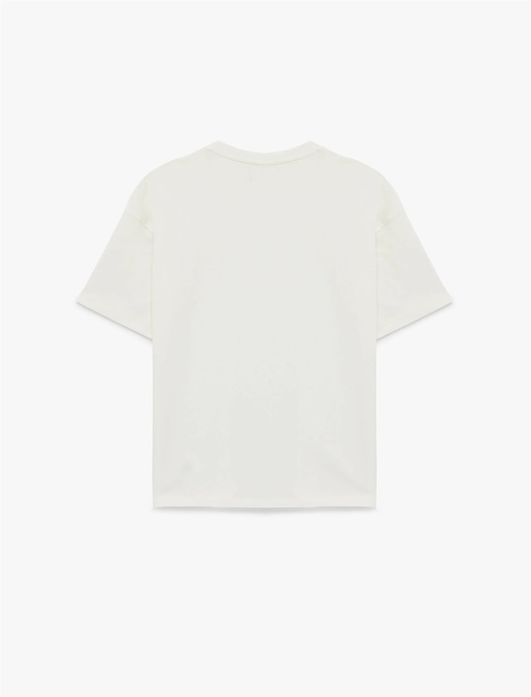 Koton Y26 6Sal10104Ik 010 Ekru Kadın Jersey Kısa Kol T-Shirt