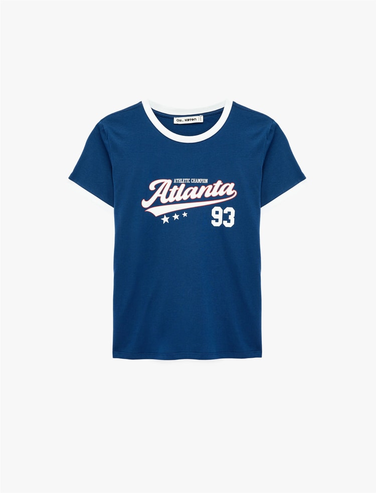 Koton Y26 6Sal10116Ik 702 Lacivert Kadın Jersey Kısa Kol T-Shirt