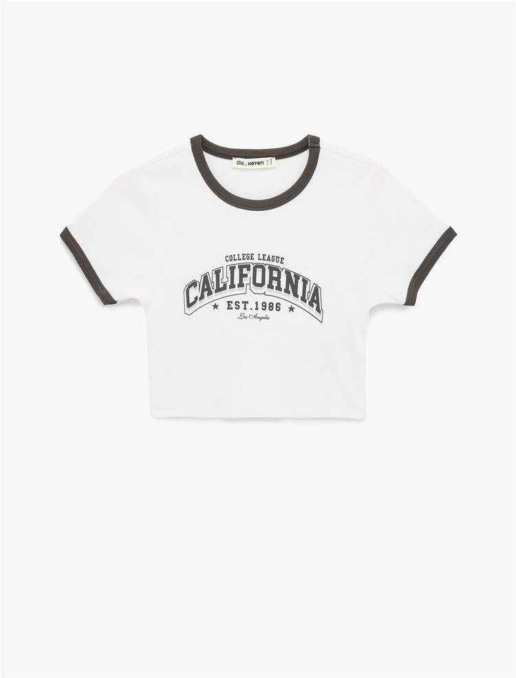 Koton Y26 6Sal10119Ik 010 Ekru Kadın Jersey Kısa Kol T-Shirt