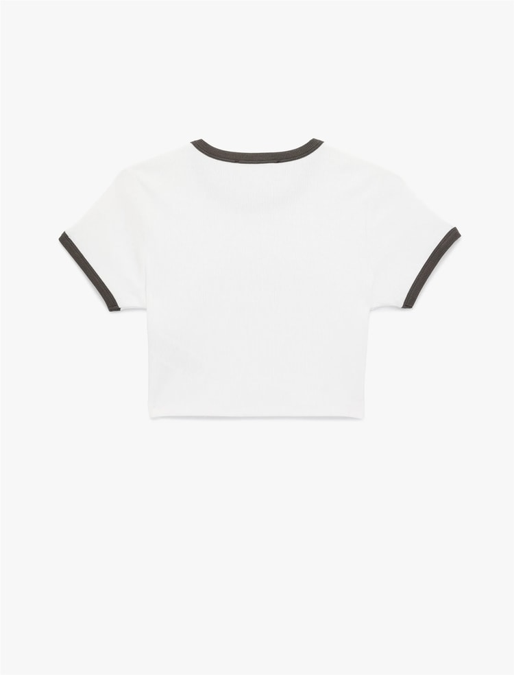 Koton Y26 6Sal10119Ik 010 Ekru Kadın Jersey Kısa Kol T-Shirt