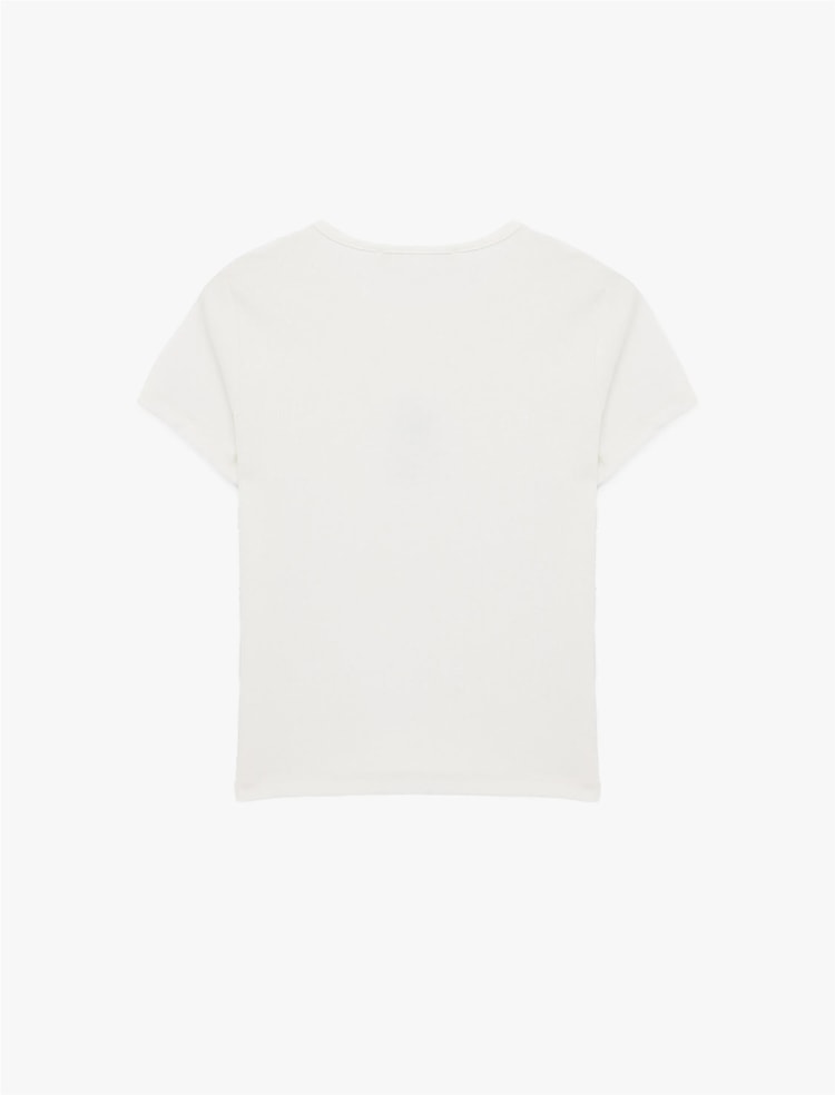 Koton Y26 6Sal10121Ik 010 Ekru Kadın Jersey Kısa Kol T-Shirt