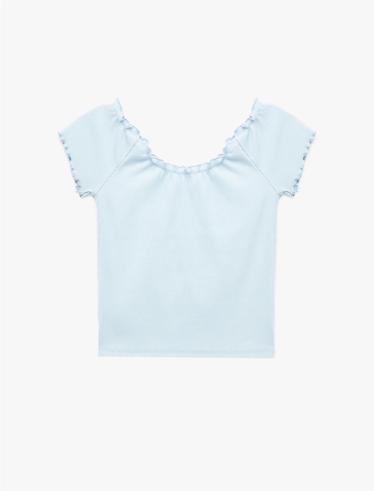 Koton Y26 6Sal10128Ik 640 Mavi Kadın Jersey Kısa Kol T-Shirt