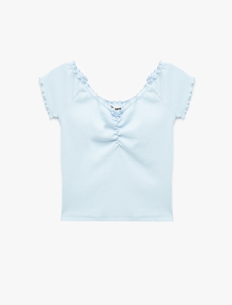 Koton Y26 6Sal10128Ik 640 Mavi Kadın Jersey Kısa Kol T-Shirt