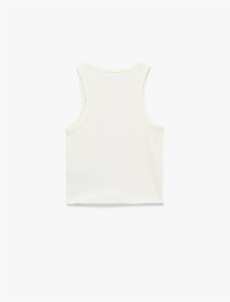 Koton Y26 6Sal30007Ik 010 Ekru Kadın Jersey Kolsuz T-Shirt