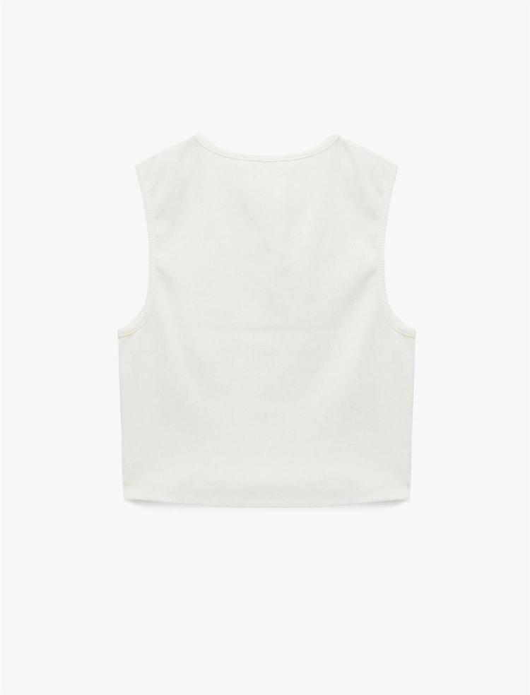 Koton Y26 6Sal30022Ik 010 Ekru Kadın Jersey Kolsuz T-Shirt