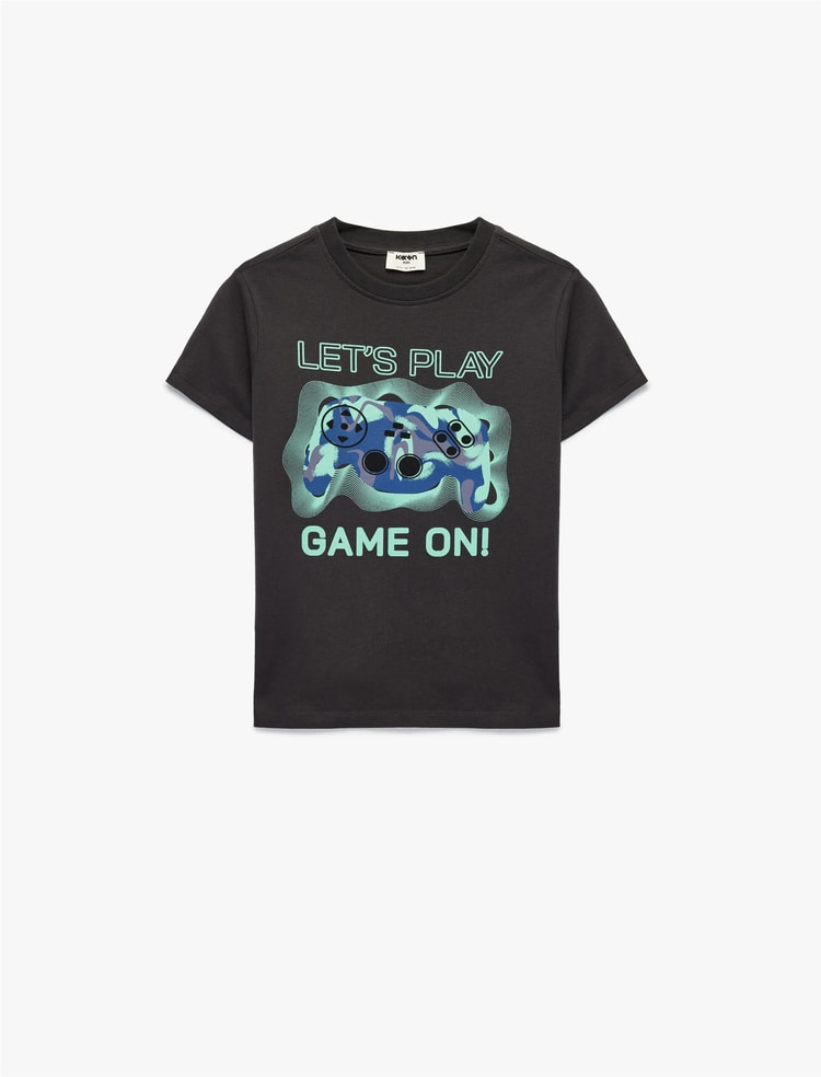 Koton Y26 6Skb10085Tk 931 Antrasıt Erkek Çocuk Jersey Kısa Kol T-Shirt