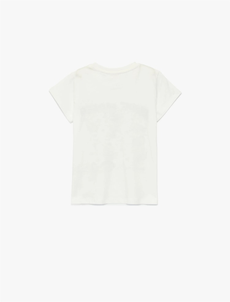 Koton Y26 6Skg10018Ak 010 Ekru Kız Çocuk Jersey Kısa Kol T-Shirt
