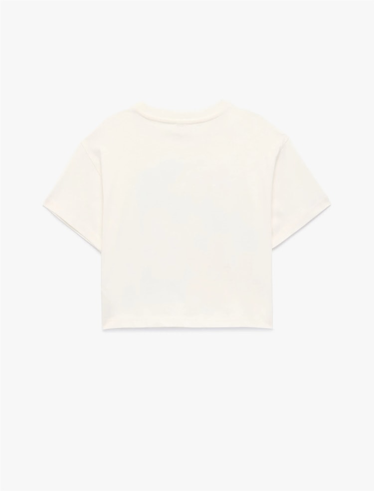 Koton Y26 6Skg10031Ak 010 Ekru Kız Çocuk Jersey Kısa Kol T-Shirt